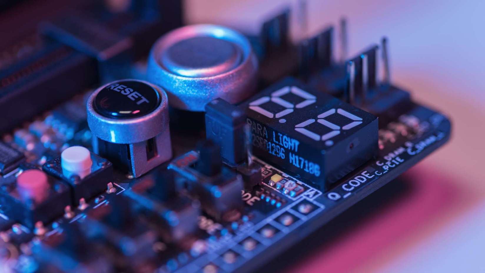 Close-up photograph of a PC motherboard.